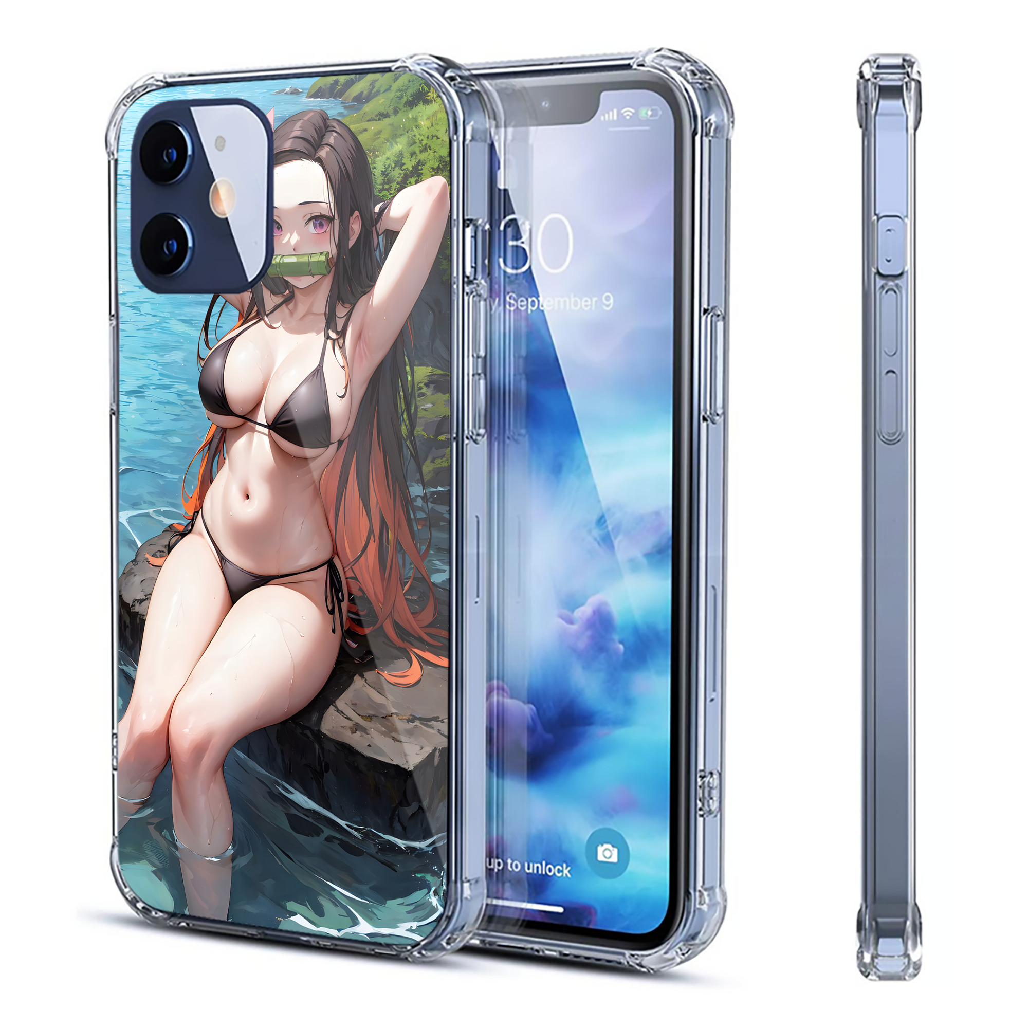 （画像用） 鬼滅の刃（きめつのやいば）竈門 禰󠄀豆子／かまど ねずこ Kamado Nezuko 【iPhone 12シリーズ対応】透明スマホケース（クリアソフトケース）